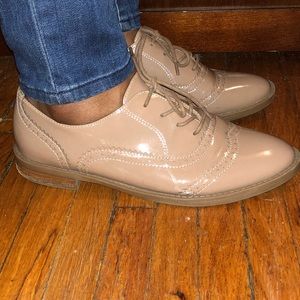 Franco Sarto Taupe Patent Leather Oxfords